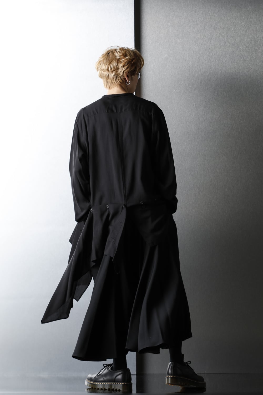 21ss yohji yamamoto 左裾 フラシ布付き テンセルブラウス 2