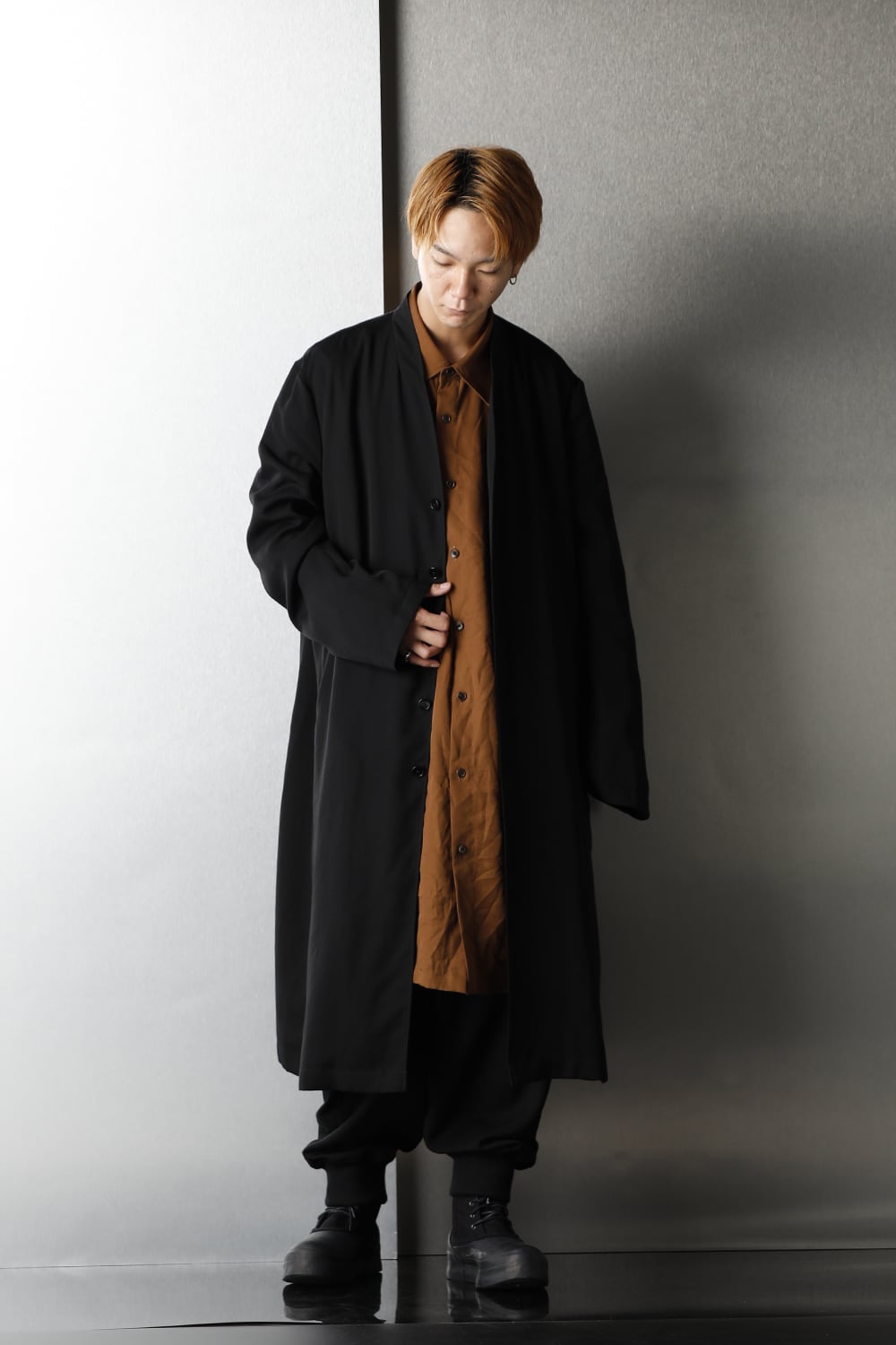 ground-y-gr-j05-200 No Collar Long Jacket Ground Y Online Store