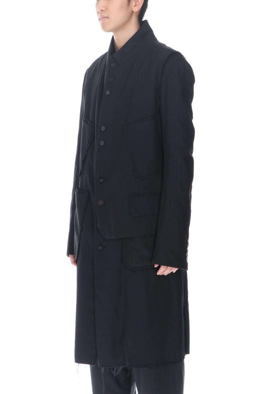NU-1586 | Patched Long jacket w/ Half vest | nude:masahiko 