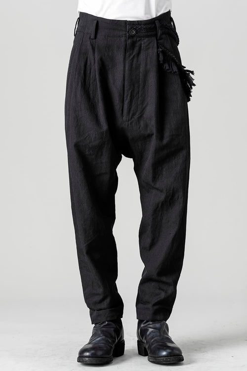 Wool Braid / Fringe Drop Crotch 2 Tucks Pants - nude:masahiko maruyama