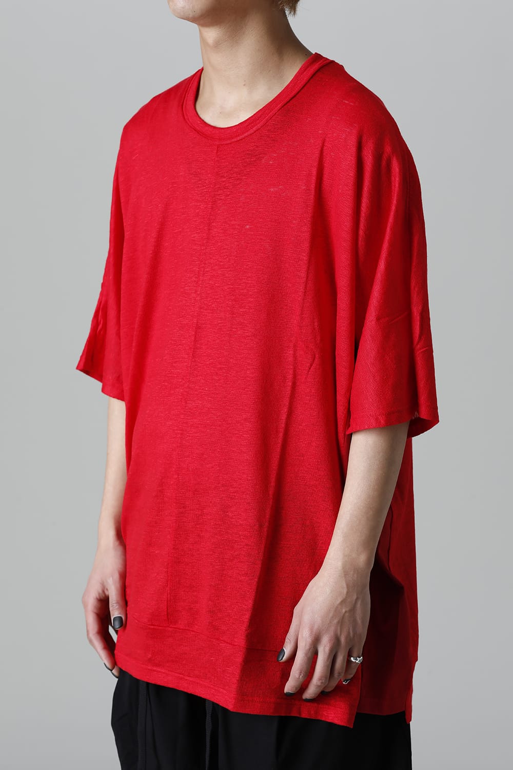 NU-1633-Red | オーバーサイズ ショートスリーブTシャツ レッド | nude