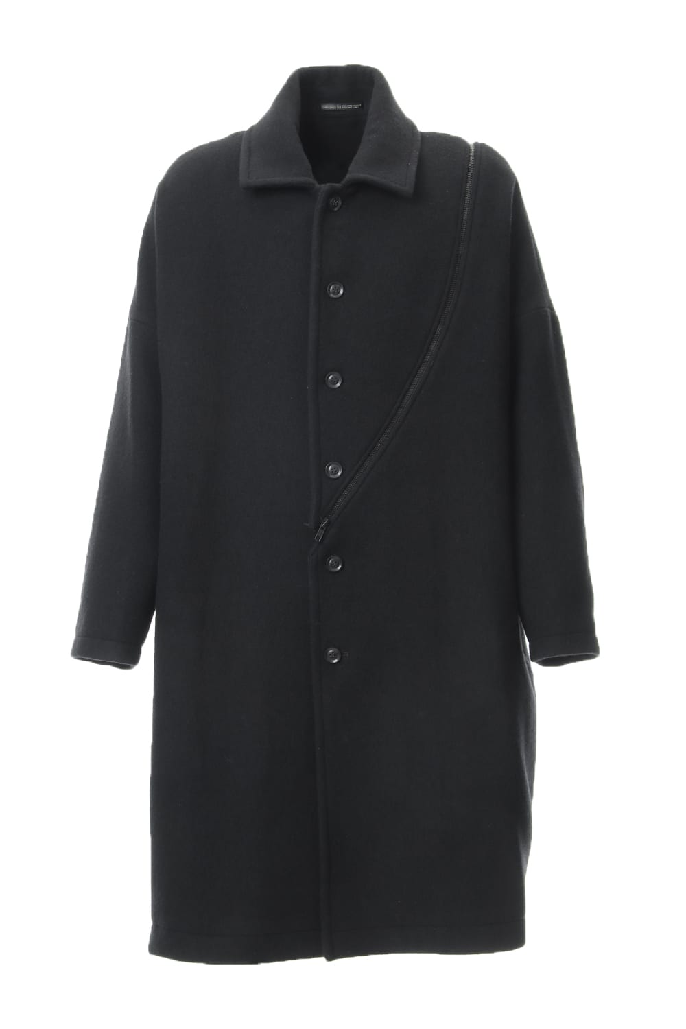 B Yohji Yamamoto Wool Viyella Bias Fastener Coat Style - FASCINATE