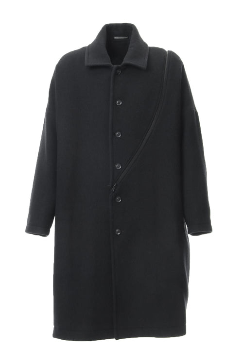 Wool Viyella Bias Fastener Coat - NV-C51-105 - B Yohji Yamamoto - ビー ヨウジヤマモト