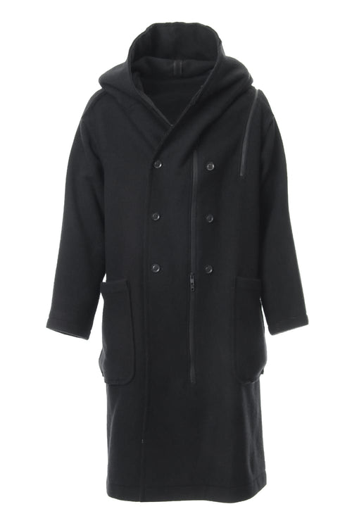 Wool Viyella Double Fastener Coat - NV-C52-105 - B Yohji Yamamoto - ビー ヨウジヤマモト