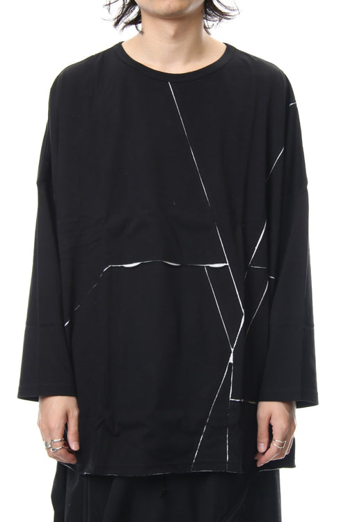 Crack print reversible Long Sleeve T-shirt - NV-T57-073 - B Yohji Yamamoto