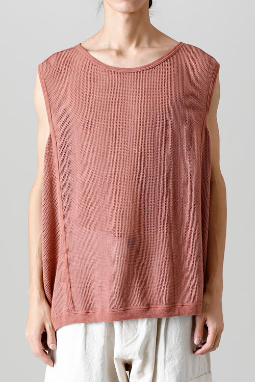 SLEEVELESS TEE Cotton Mesh OLD PINK - O PROJECT