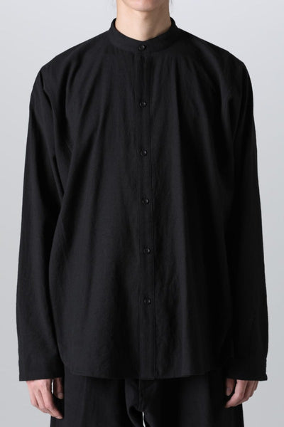 ベーシックシャツ ウールコットンリネンシーチング ブラック - O PROJECT - オー プロジェクト
