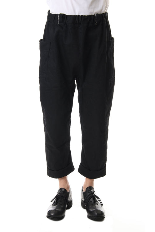 Cotton Drill Raised Back Cropped Pants Black - ware