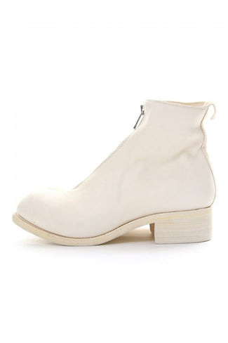 Front Zip Boots Double Sole - Horse Full Grain Leather White - Guidi