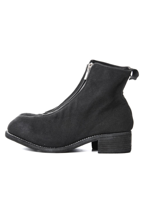 Front Zip Boots Double Sole - Linen - Black - Guidi