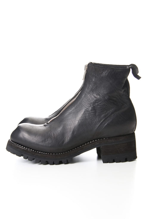 Vibram Sole Front Zip Boots - Horse Full Grain Leather - PL1V - Guidi