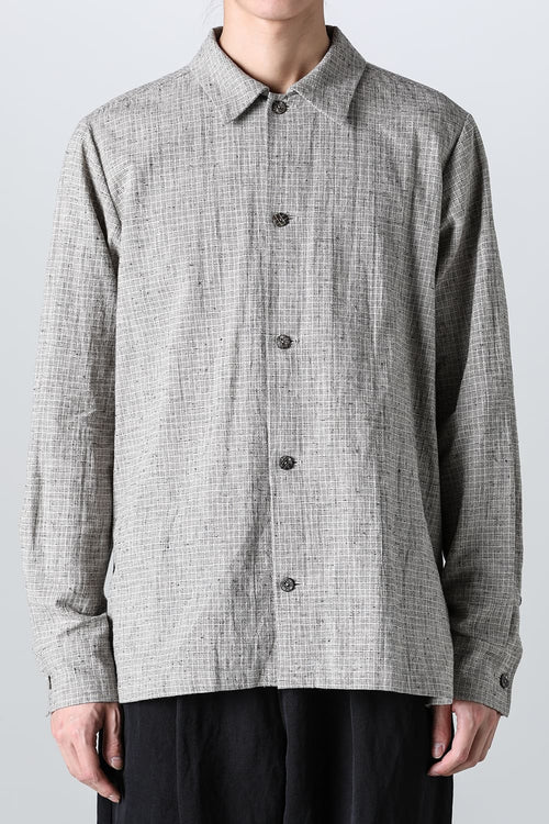 plain shirt light color check - A - NOUSAN