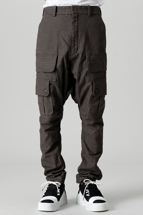 Cargo drop crotch pants Cavalry twill Garment wash lava Stone - DEVOA