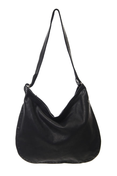 Leather Shoulder Bag Soft Horse Full Grain Leather - Black Q20 - Guidi