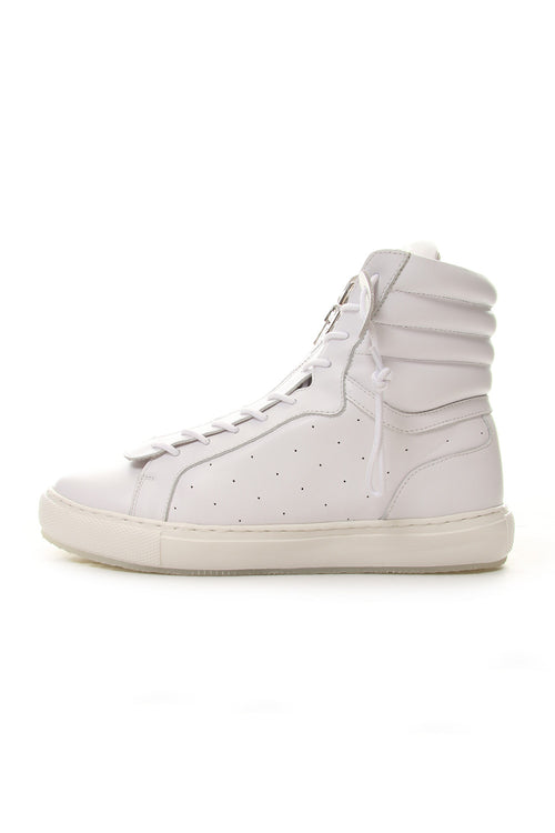 FRONT ZIP HIGH  SNEAKER White - RIPVANWINKLE