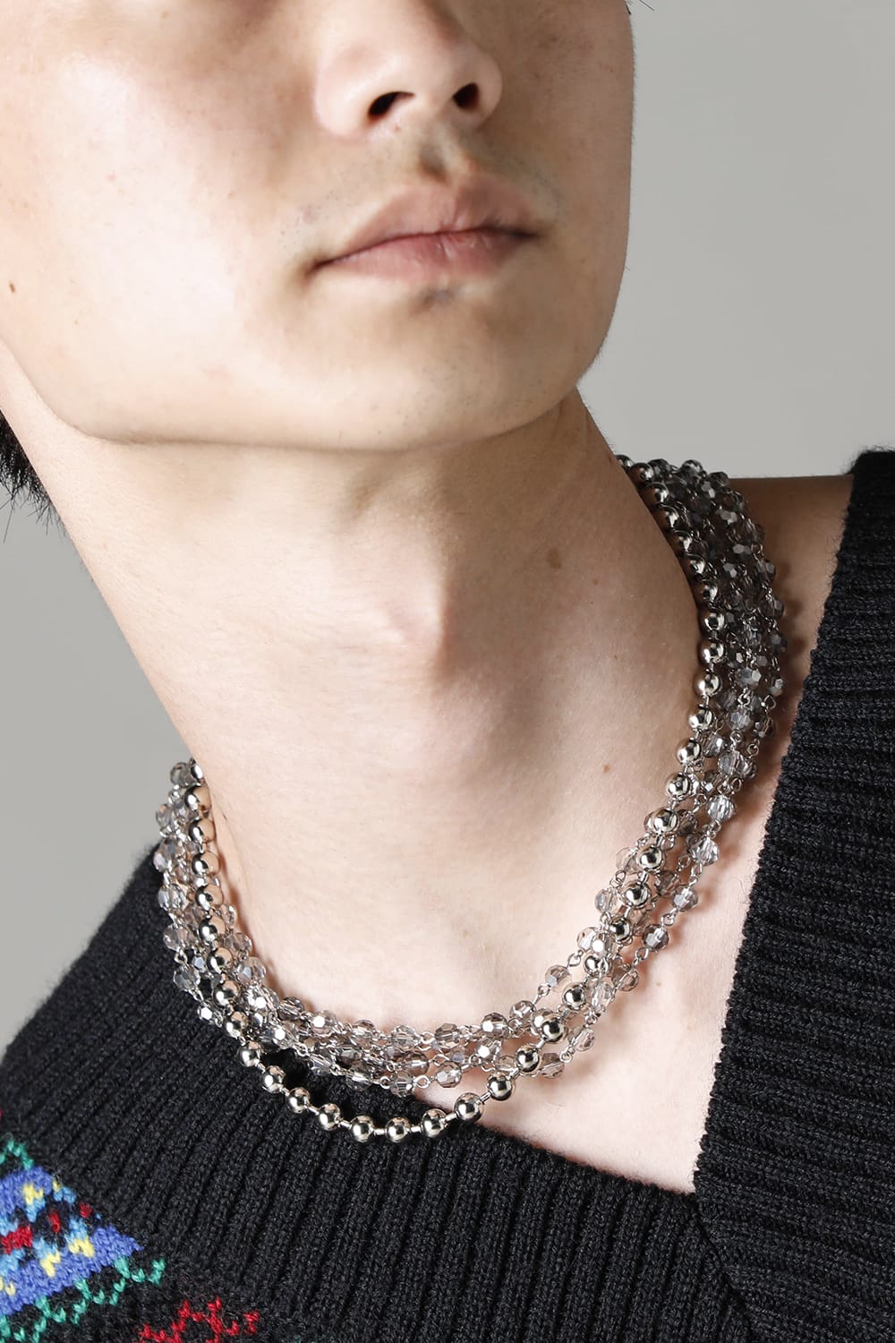 sa.0024AW22 | Quadruple glass beads with ball chain necklace