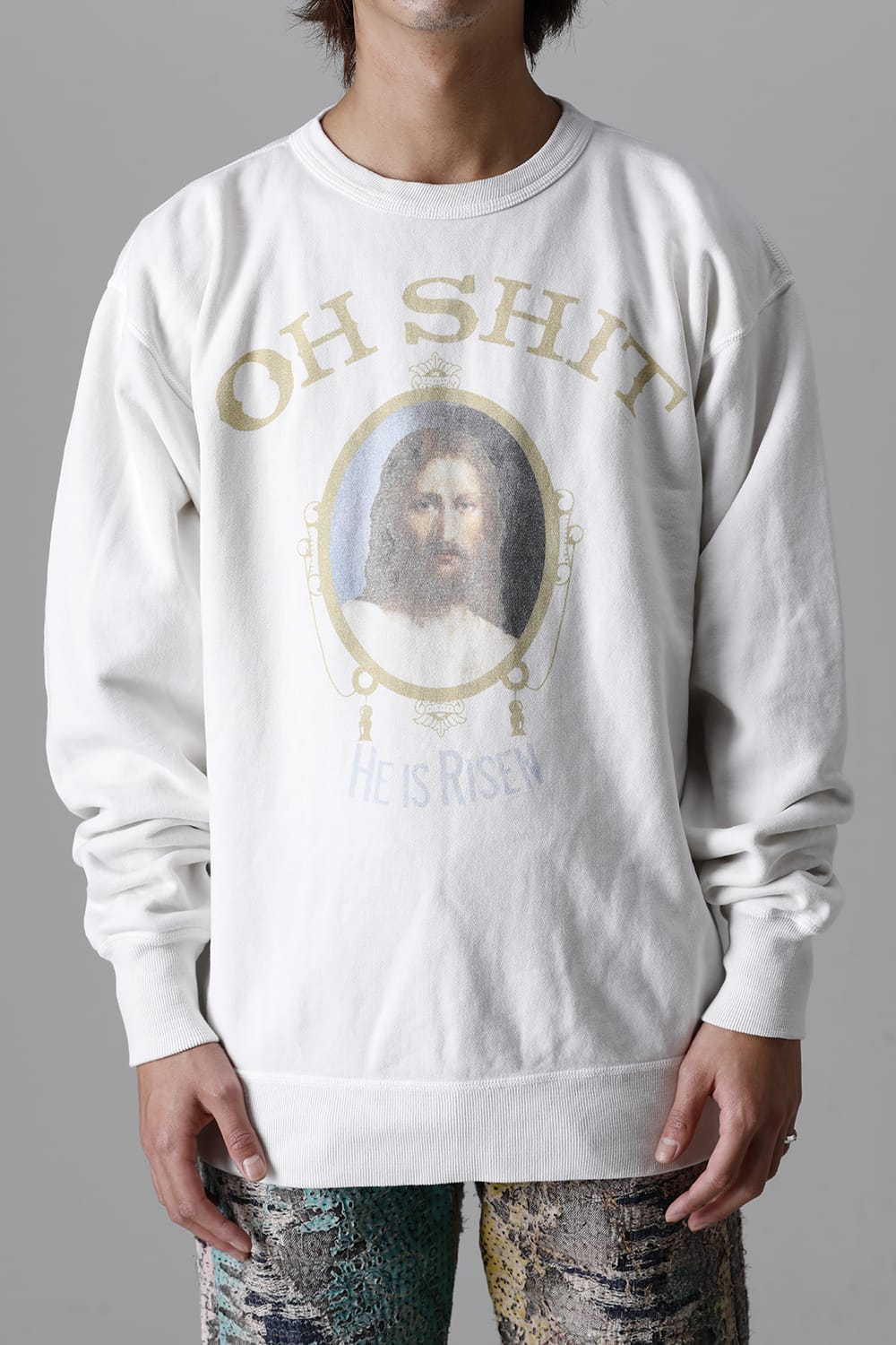 SAINT MICHAEL セントマイケル 22AW OH SHIT SWEAT SHIRTS SM-A22-0000-014 ヴィンテージ加工スウェットトレーナー