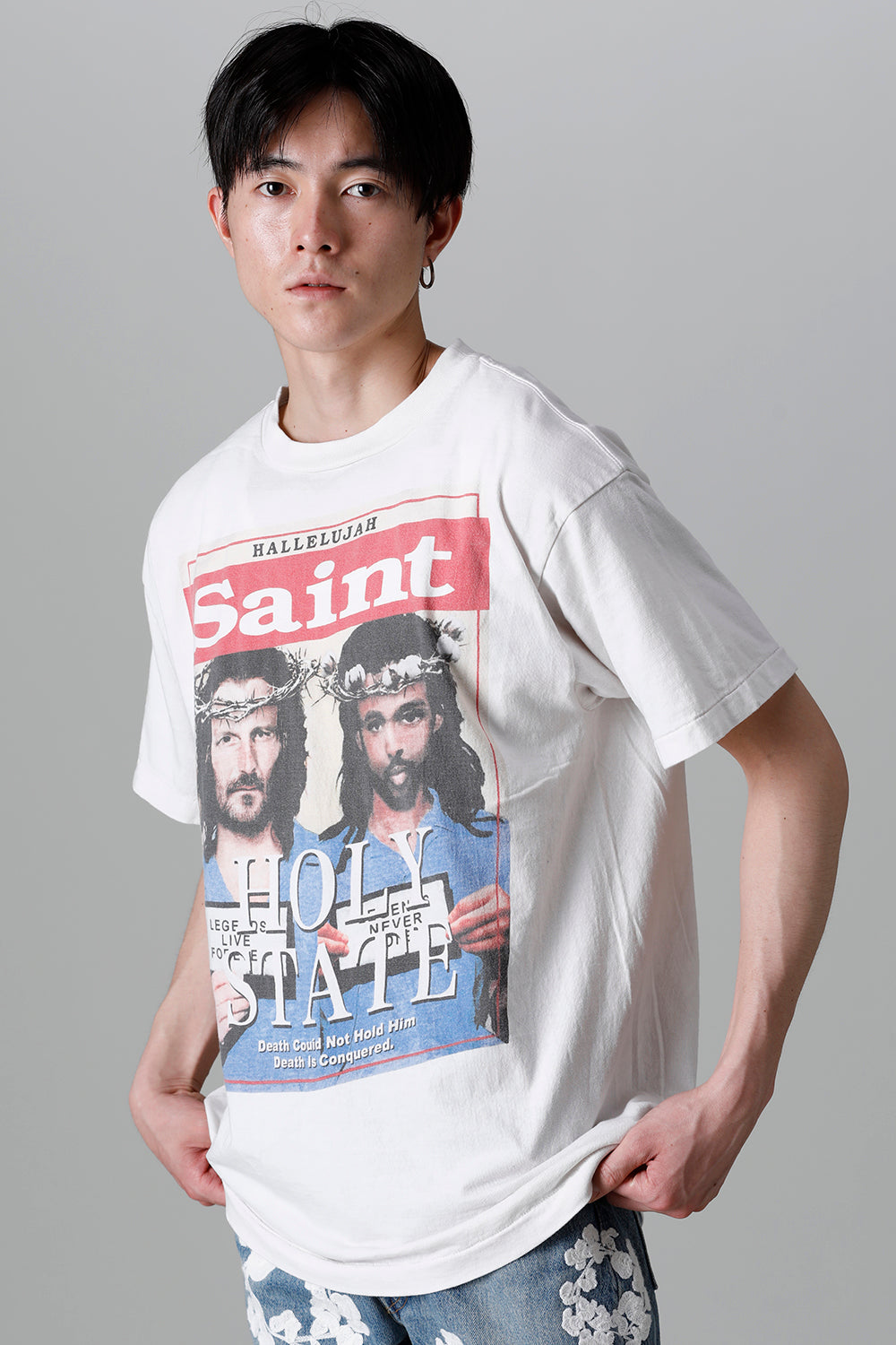 SAINT TEARS SAINT MICHAEL×DENIM TEARS 品番SM-S22-0000-062 HOLY STATE 半袖Ｔシャツ ホワイト系 サイズXL 正規品 / 32266