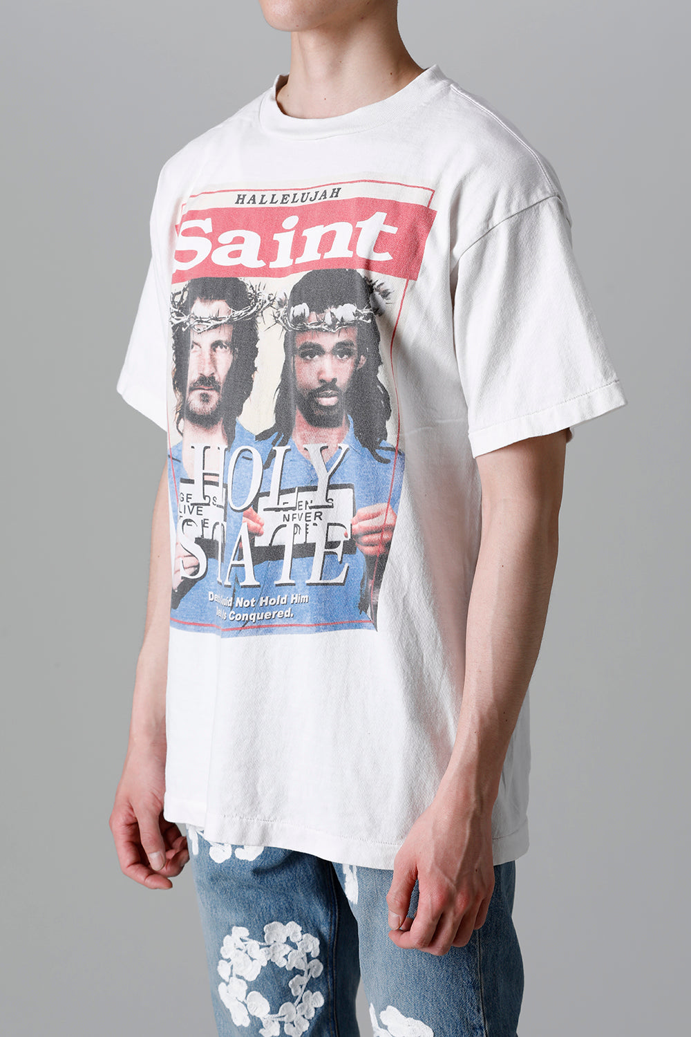 セントマイケル × デニムティアーズ 22SS SAINTTEARS HOLY STATE ショートスリーブT Tシャツ カットソー M オフホワイト  マルチカラー - メンズファッション