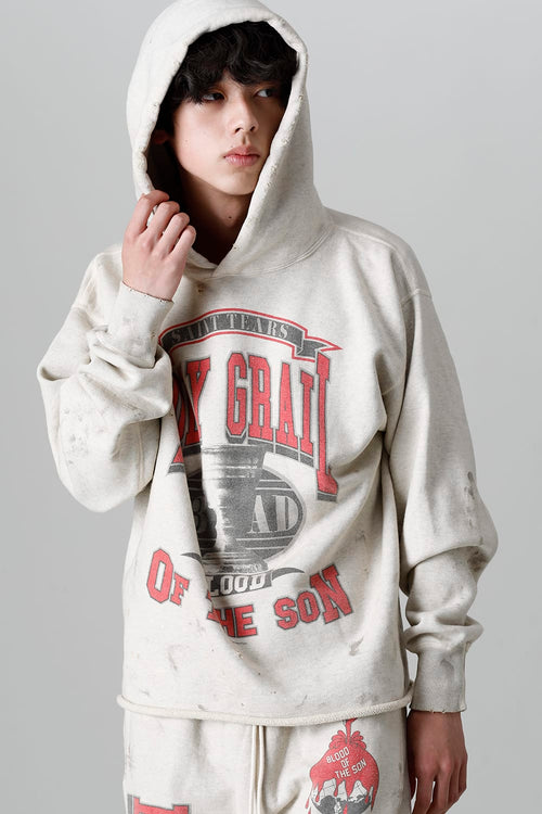 DENIM TEARS × ©SAINT M×××××× "SAINT TEARS" HOLY GRAIL Hoodie Grey - SAINT Mxxxxxx