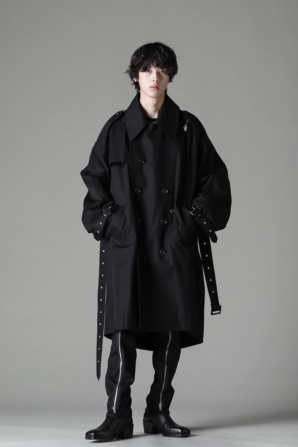 sj.0010AW22 | double zip balloon shaped trench coat 