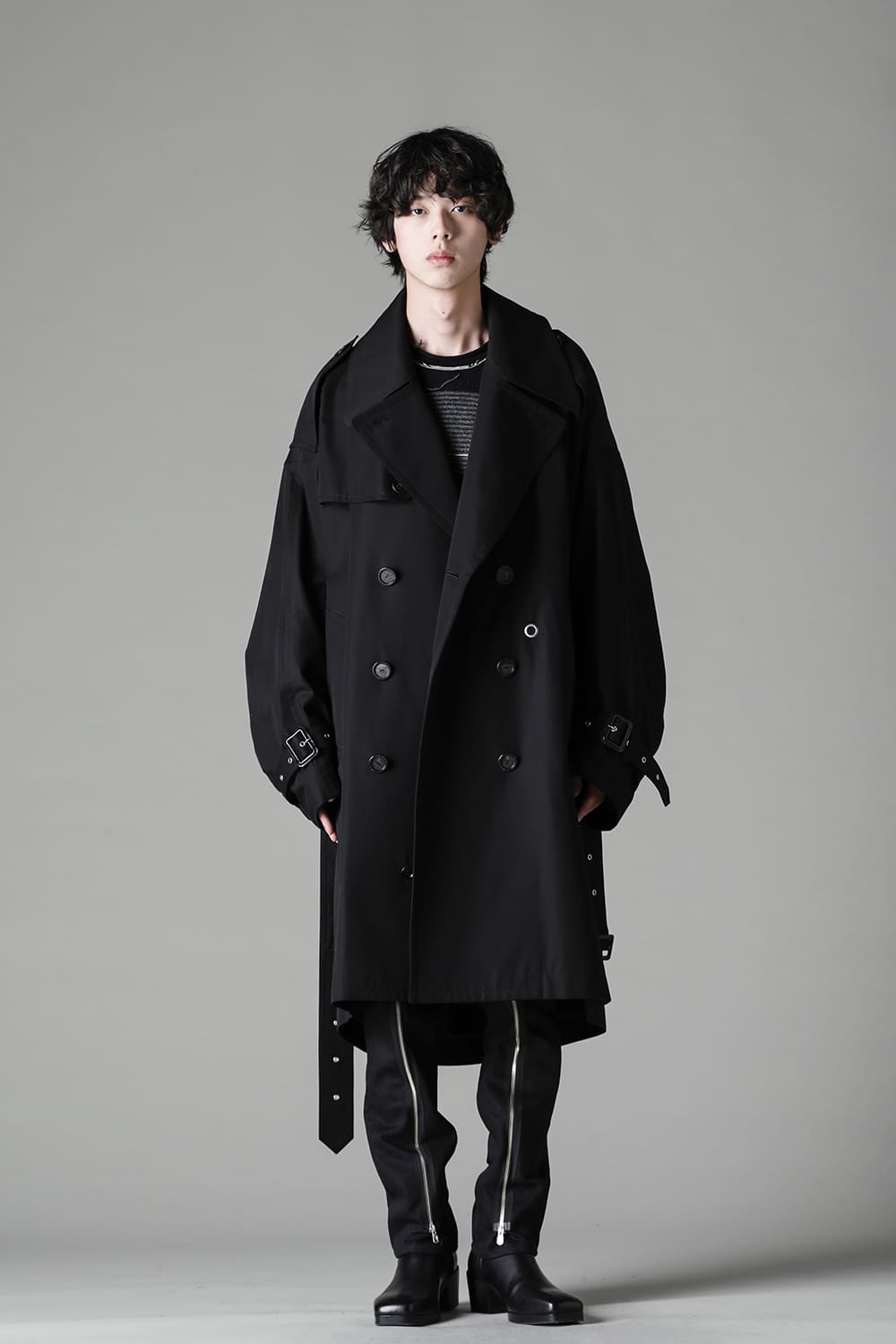 sj.0010AW22 | double zip balloon shaped trench coat 