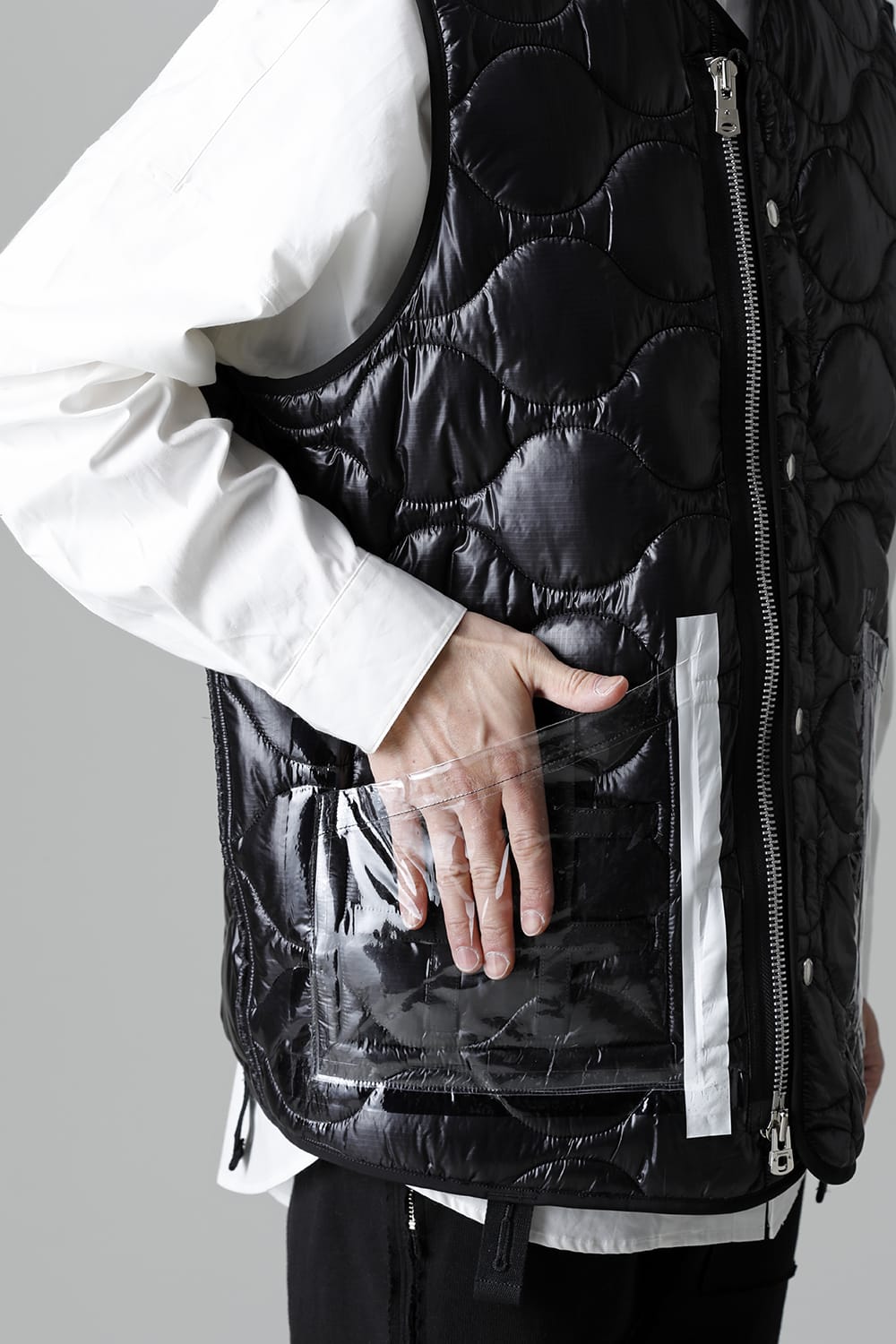 Quilted Nylon Liner Vest in Black