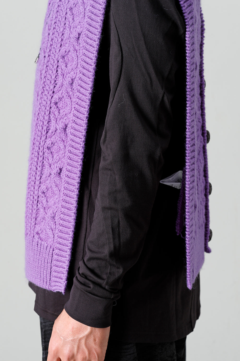 sk.0002AW22-Purple | reverse double zip aran pattern vest Purple 