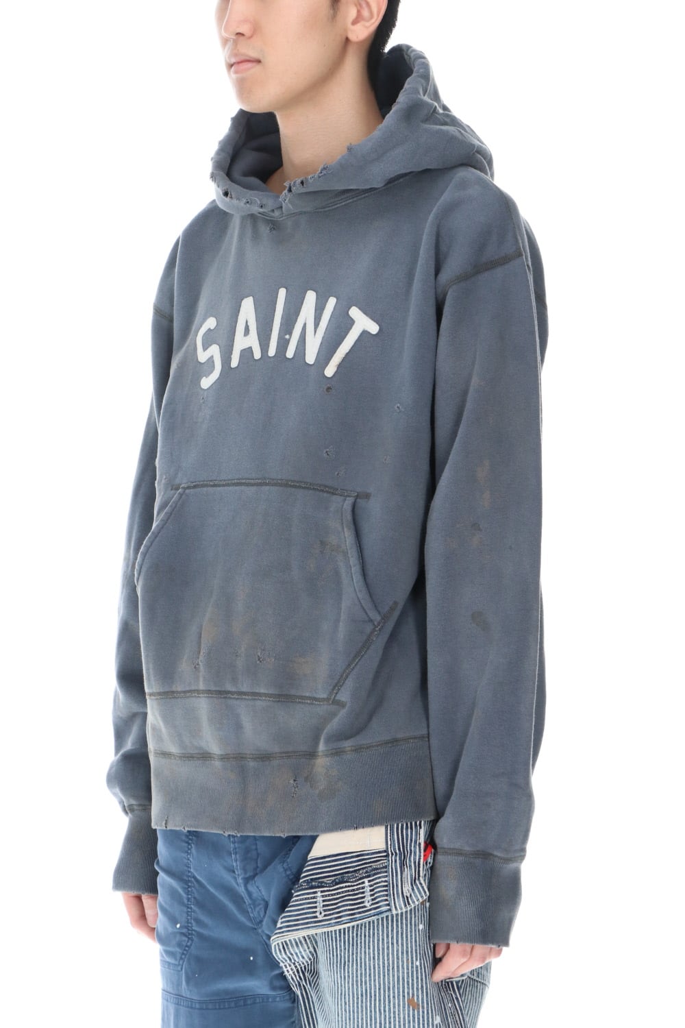 SAINT PATCH HOODIE ヴィンテージ加工 セント ロゴ パーカーLメンズ ...