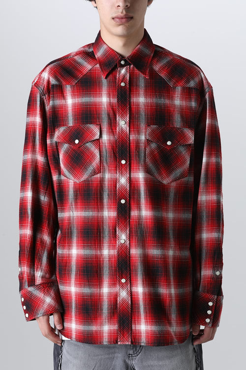 back gusset sleeve western shirt. Red - TAKAHIROMIYASHITATheSoloIst