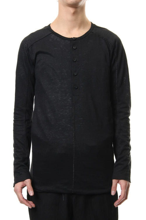 Linen India Henry Neck Long Sleeve T-shirt - ST101-0049S  - D.HYGEN - ディーハイゲン