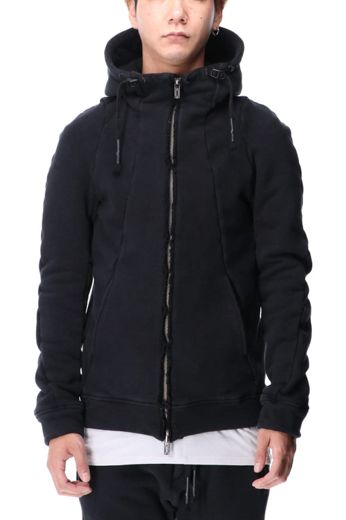 Hyper stretch Cotton jersey Hooded Jacket Black - D.HYGEN