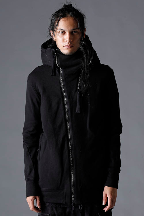 Double Zipper Hooded Jacket w/Untwisted Yarn Fleece Lining Black - D.HYGEN