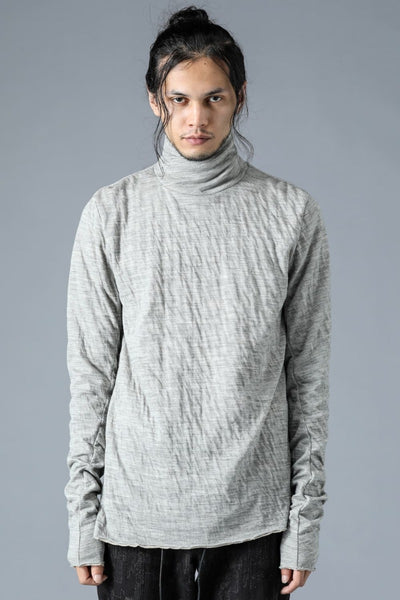 Wool x Cotton Double Face High Neck Long Sleeve T-Shirt Gray - D.HYGEN