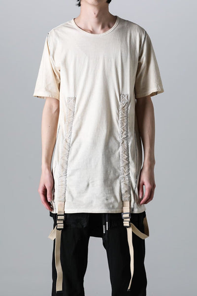 30/- Soft Cotton Jersey Cold Dye Belt Adjustable T-Shirt Dusty White - D.HYGEN