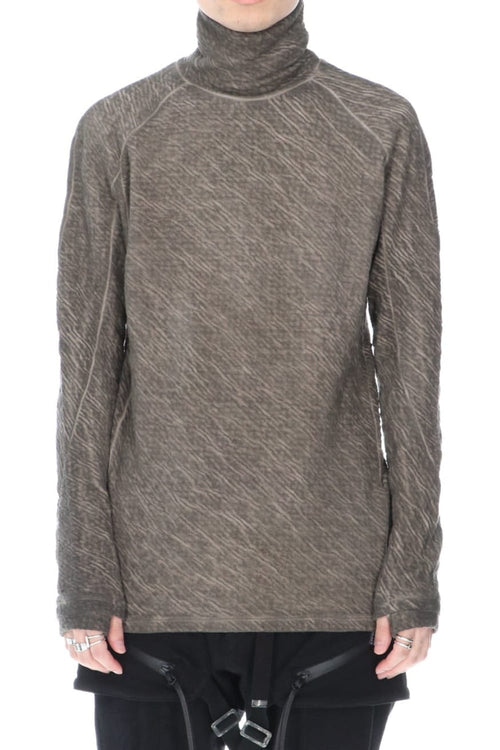 Dual layered Cotton Wool jersey High neck Long sleeve T-shirt Wood Gray - D.HYGEN