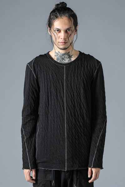 Wool x Cotton Double Face Long Sleeve T-Shirt Black - D.HYGEN