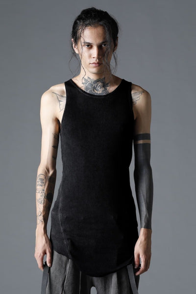 Cotton And Rayon Ribbed Tank Top Black - D.HYGEN