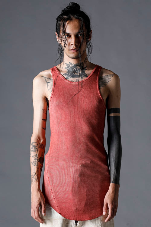 Cotton And Rayon Ribbed Tank Top Brick - D.HYGEN