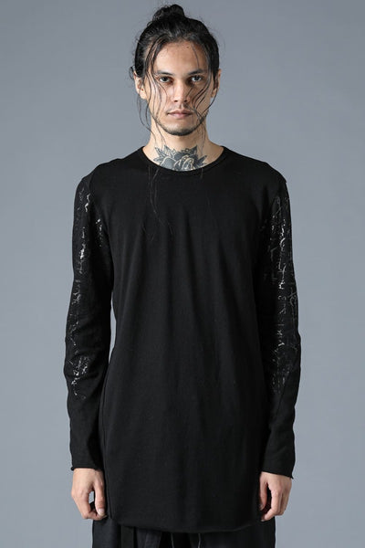 Sleeve Print Loge Cotton Jersey Long Sleeve T-Shirt Black - D.HYGEN