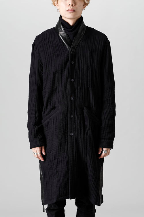 4-Layer Cotton Gauze Long Shirt Black - D.HYGEN