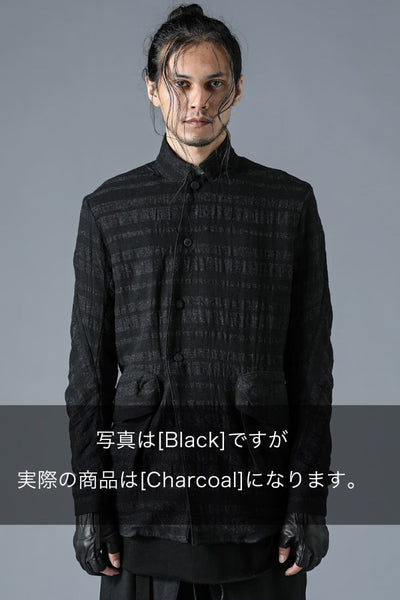 Shadow Striped Gauze Double Breast Coated Tailored Shirt Charcoal - D.HYGEN