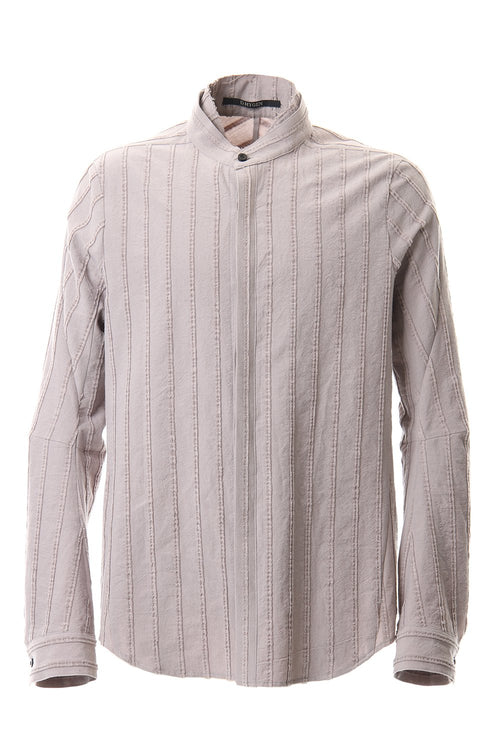 Cotton Wool 3D stripe Layered collar shirt Gray - D.HYGEN