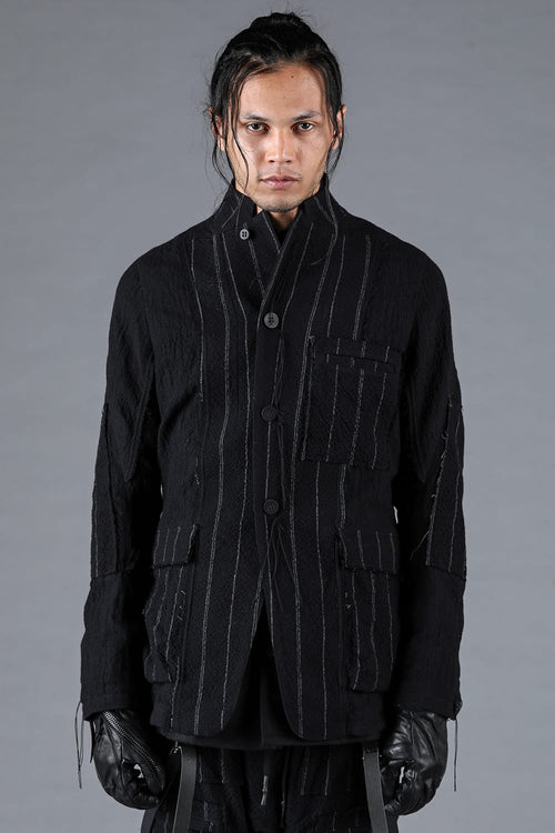 Wool Cotton Striped Combination Jacket - D.HYGEN