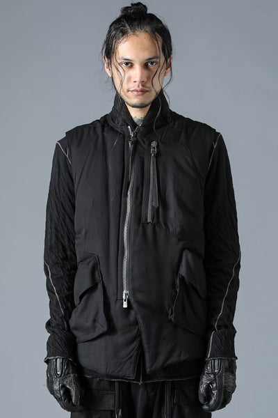 Rayon Twill White Goose Down Vest Black - D.HYGEN