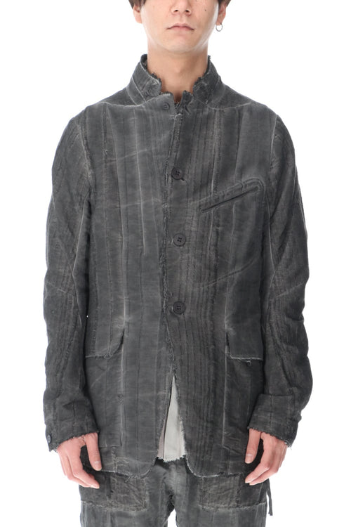 Linen x rayon jacquard stripe jacket Charcoal - D.HYGEN