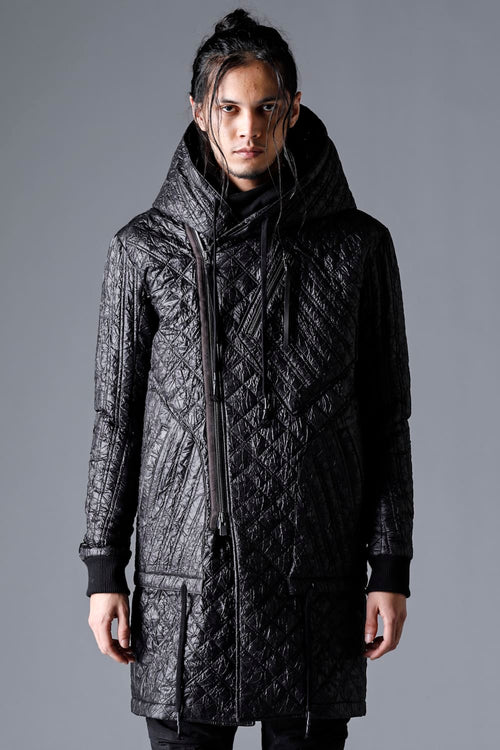 Winkle Washer Nylon Quilted Hooded Half Coat - D.HYGEN