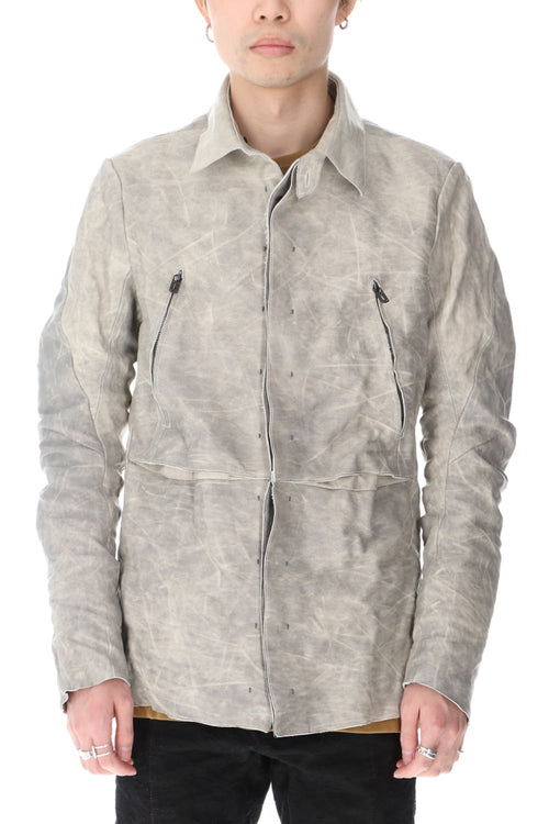 Horse Leather Shirt Jacket Concrete - D.HYGEN