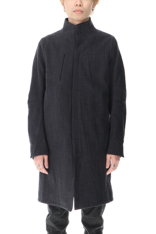 Cotton Washer Processed High-Neck Coat Charcoal - D.HYGEN