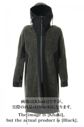 Kenpi wool Boa Hooded Coat Black - D.HYGEN